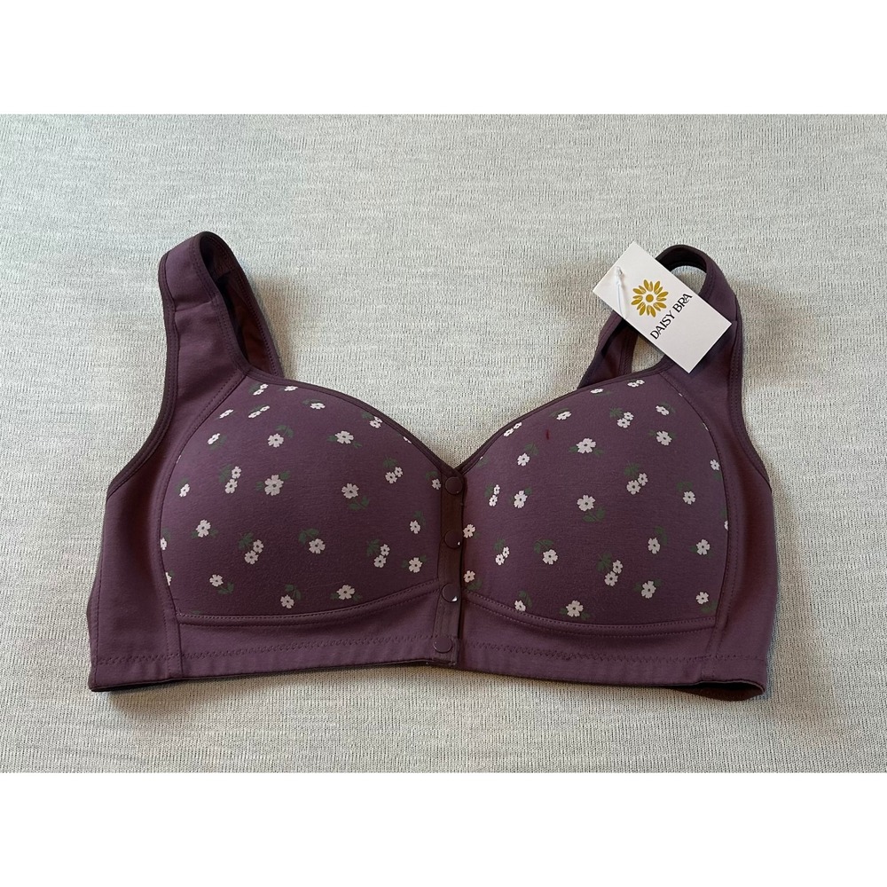 NWT DAISY BRA Womens 3XL Purple Floral Front Closure Bra Senior Adaptive Bra